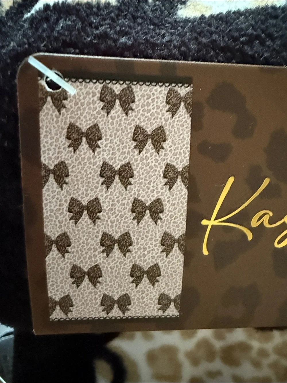 NWT Kassafina 8 Pc 100% Velour Cotton Bath Towel Set Cheetah Leopard Bows